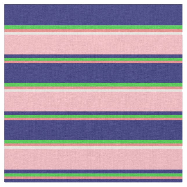 Coral, Lime Green, Midnight Blue, Pink & White Fabric (Close Up)