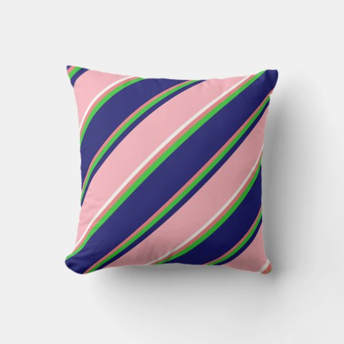 Coral Lime Green Midnight Blue Pink  White Throw Pillow