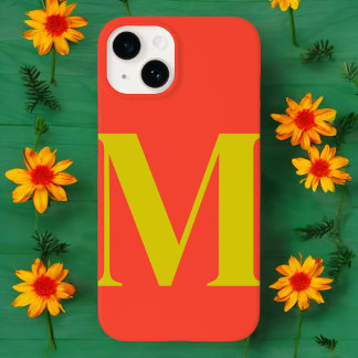 Coral Lime Initial Personalized Monogram Case-Mate iPhone 14 Case