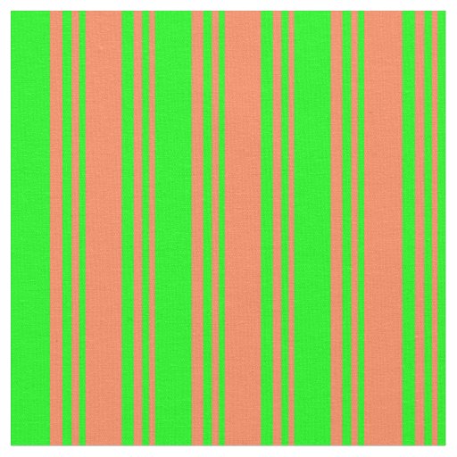 Coral & Lime Striped Pattern Fabric