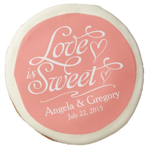 Coral Love is Sweet Personalized Wedding Favor Sugar Cookie