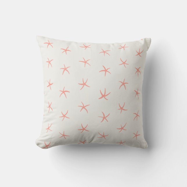 Coral Love Starfish Pattern OffWhite Throw Pillow (Front)