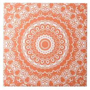 Coral Mandala Geometric Pattern Ceramic Tile