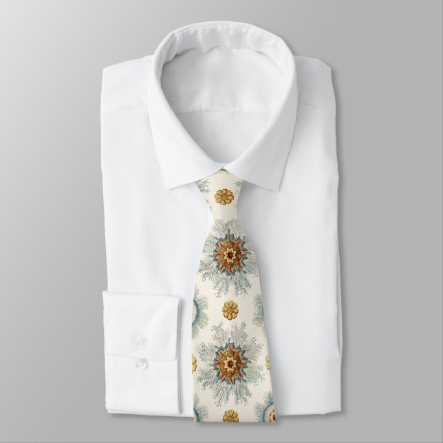 Coral Mandala Pattern Neck Tie (Tied)