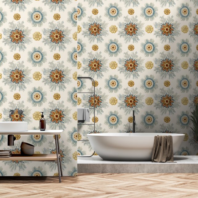 Coral Mandala Pattern Wallpaper (Bathroom)