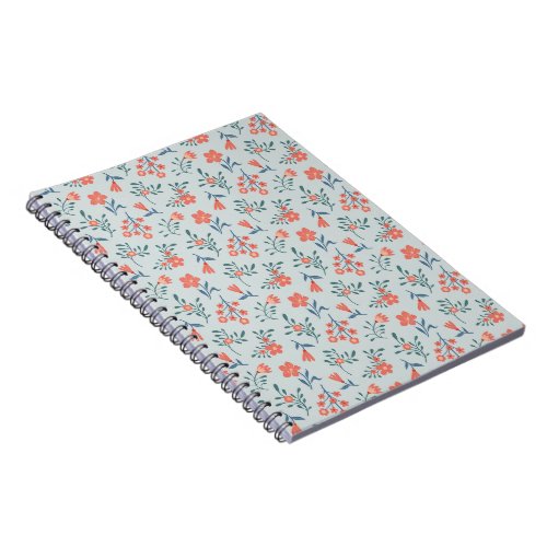 Coral Meadow Floral Pattern Notebook