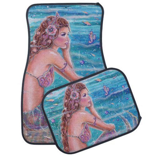 Coral mermaid art with fish by Renee Lavoie Car Floor Mat