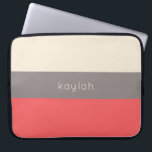 Coral Minimalist Color Block Pattern with Name Laptop Sleeve<br><div class="desc">A beautifully chic color block pattern with minimalist appeal in coral, deep taupe and sandy beige. A text template is included for personalizing this case with your name, monogram initials or other desired text. Available in other color combinations and for a large variety of phone models. Get this designer look...</div>