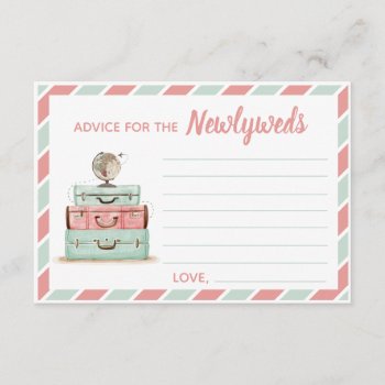 Coral Mint Advice For The Newlyweds Travel Theme Enclosure Card by LaurEvansDesign at Zazzle