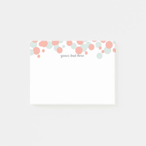 Coral  Mint Bubbles Confetti Pattern Post_it Not Post_it Notes