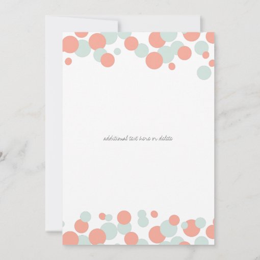 Coral &amp; Mint Bubbles Confetti Wedding Invitations | Zazzle