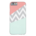 Coral &amp; Mint Color Block Chevron Barely There Iphone 6 Case at Zazzle