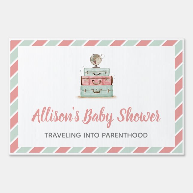 Coral Mint Customizable Travel Shower Sign (Front)