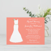 Coral Mint Floral Wedding Gown Bridal Shower Invitation (Standing Front)
