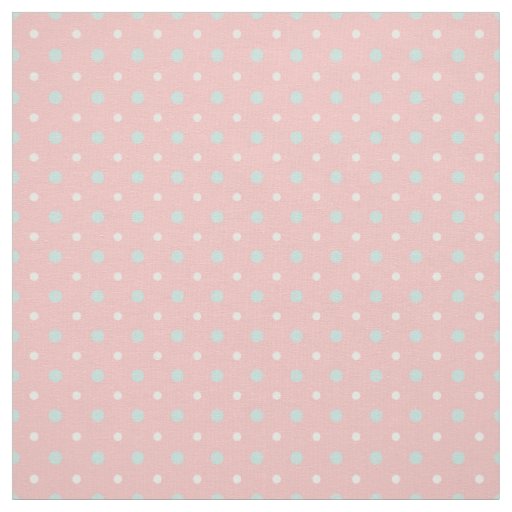 Coral Mint Green  Polka Dot  Pattern Fabric