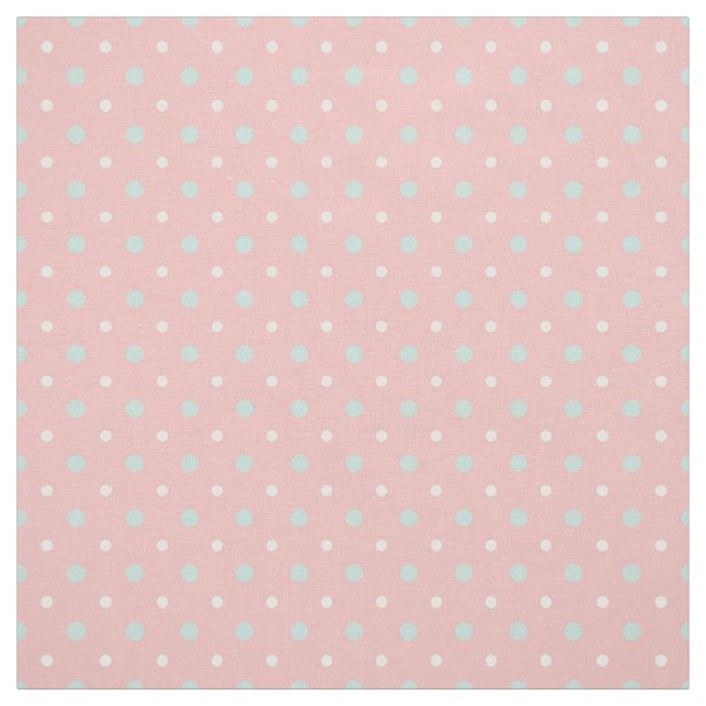 Coral Mint Green  Polka Dot  Pattern Fabric (Swatch)