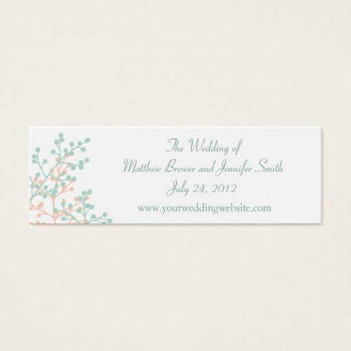 Customizable Coral/Mint Green Wedding Website Information Cards Business Cards
