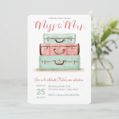 Coral Mint Miss to Mrs. Travel Shower Invitation (Standing Front)