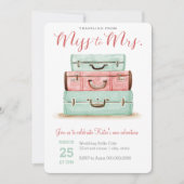 Coral Mint Miss to Mrs. Travel Shower Invitation (Front)