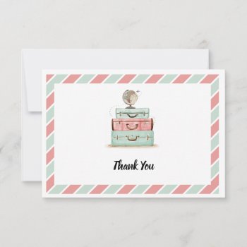 Coral Mint Travel Theme Thank You by LaurEvansDesign at Zazzle