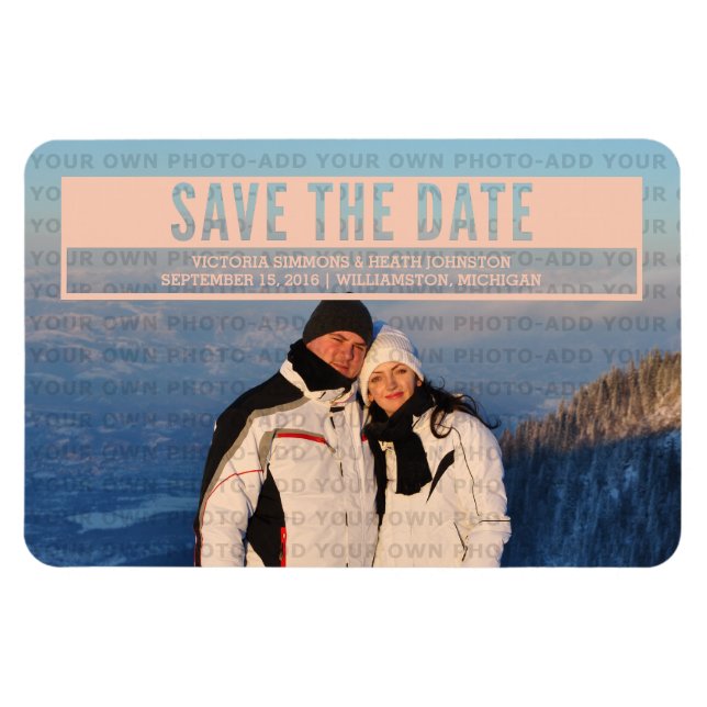 Coral Modern Cut Out Save the Date Magnet (Horizontal)