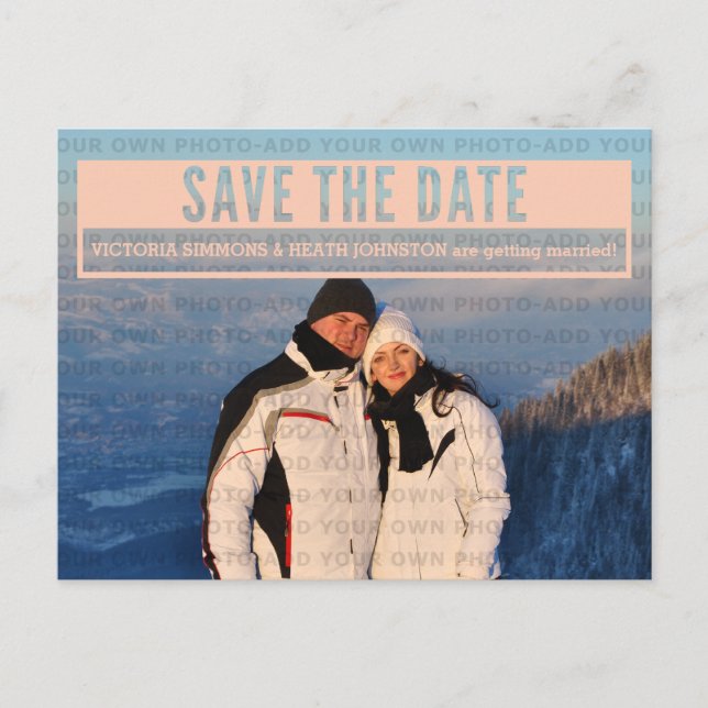 Coral Modern Cut Out Save the Date Postcard (Front)