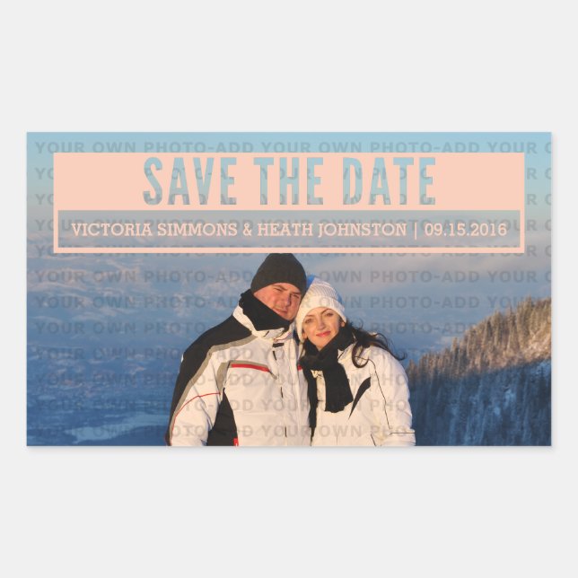 Coral Modern Cut Out Save the Date Stickers (Front)