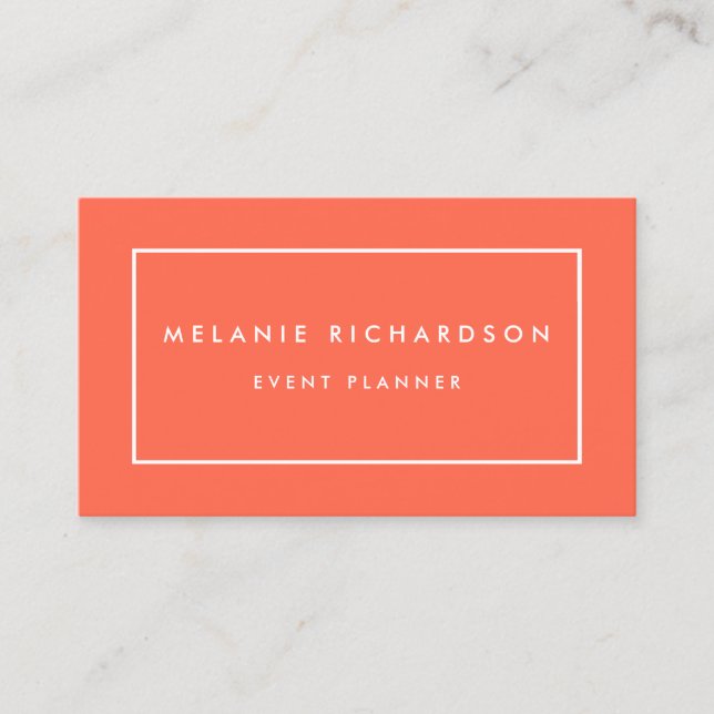 Coral Modern Minimalist Professional Business Card (Front)