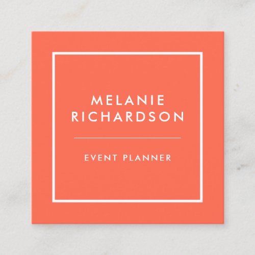 Coral Modern Minimalist Professional Square Business Card