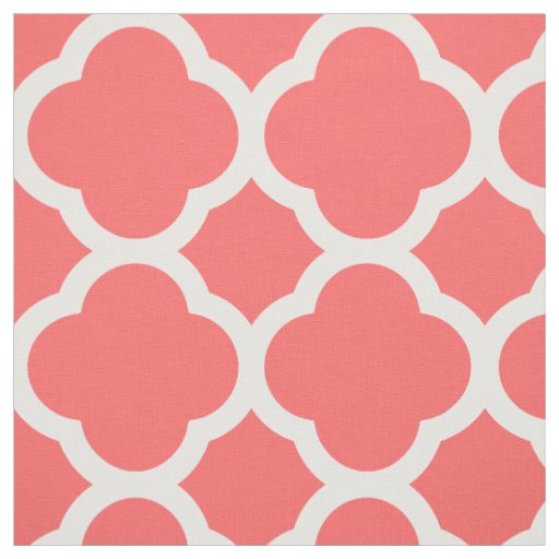 Coral Modern Quatrefoil Large Scale Fabric