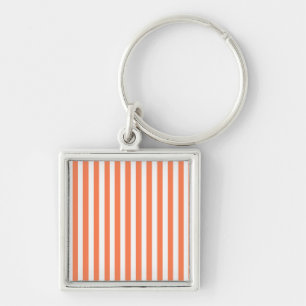 Coral Modern Stripes Keychain