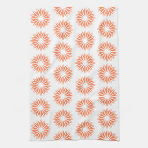 Coral Modern Sunbursts Kitchen Towel
