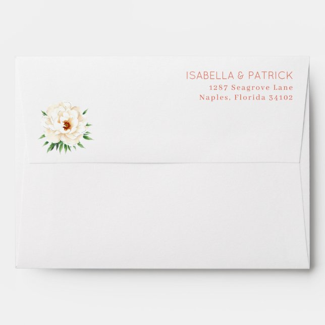 Coral Moderne Wedding Envelope (Back (Top Flap))