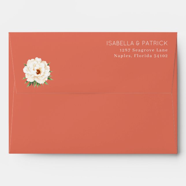 Coral Moderne Wedding Envelope (Back (Top Flap))