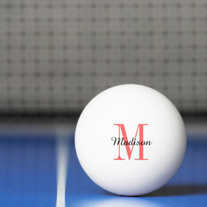 Coral Monogram and Name Personalized Ping Pong Ball