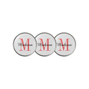 Coral Monogram Initial And Name Personalized Golf Ball Marker by jenniferstuartdesign at Zazzle
