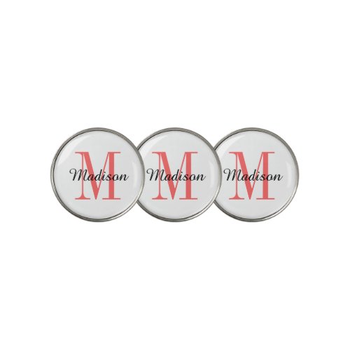 Coral Monogram Initial and Name Personalized Golf Ball Marker