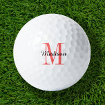 Coral Monogram Initial and Name Personalized Golf Balls