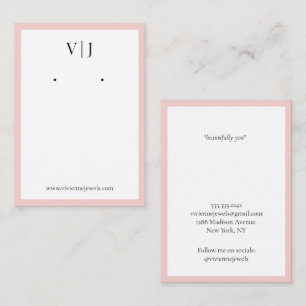 Coral Monogram Jewelry Earrings Display Card
