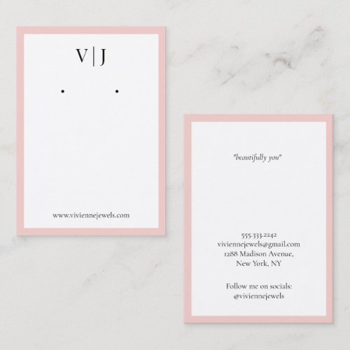 Coral Monogram Jewelry Earrings Display Card