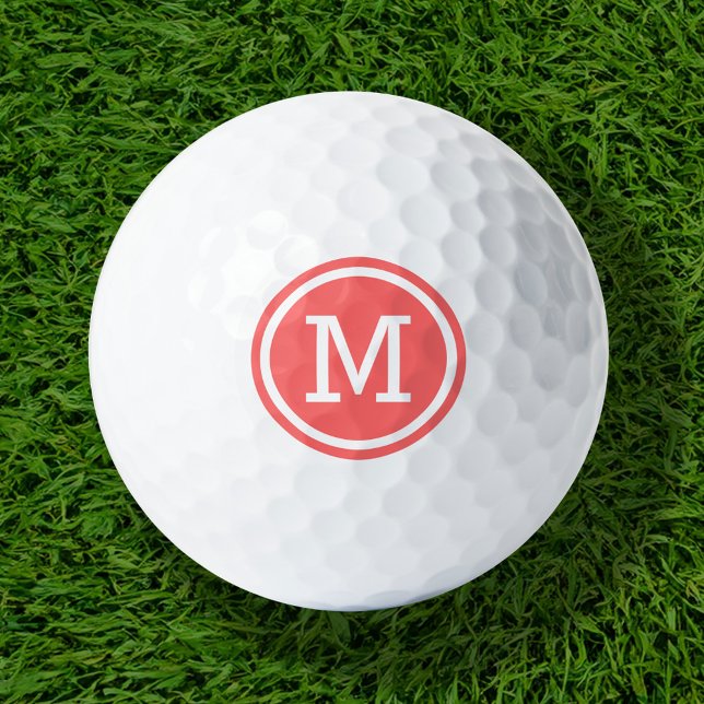 Coral Monogram Personalized Golf Balls (Creator Uploaded)