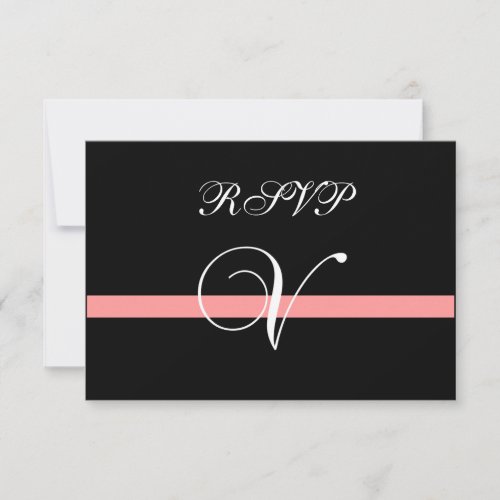 Coral Monogram V Wedding RSVP Card Custom Invite