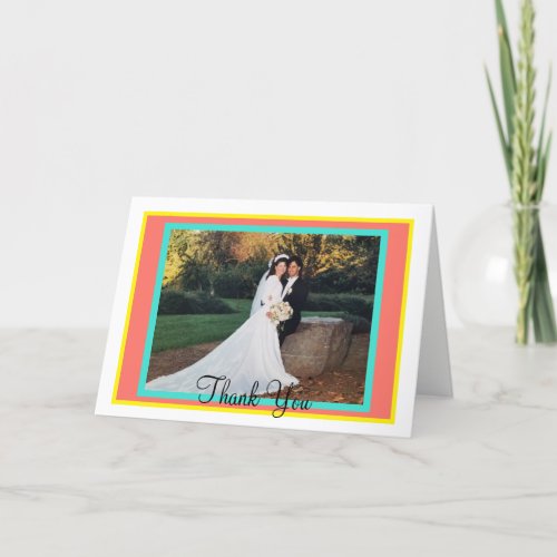 Coral Monogram Wedding Thank You Card