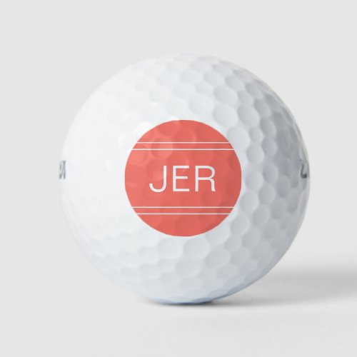 Coral Monogrammed Initial Personalized Golfer Golf Balls