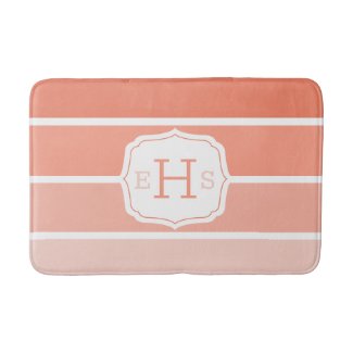 Coral Monogrammed Striped Paint Swatches Bath Mat