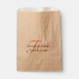 Coral Monogrammed Wedding Favor Bag