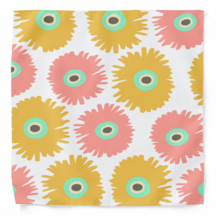 Coral Multicolored Spring Floral Bandana