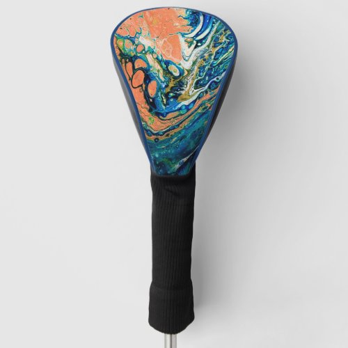 Coral N Blue Southwestern Beach Abstract Golf Head Cover