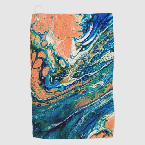 Coral N Blue Southwestern Beach Abstract Golf Towel