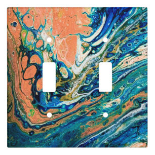 Coral N Blue Southwestern Beach Abstract Light Switch Cover